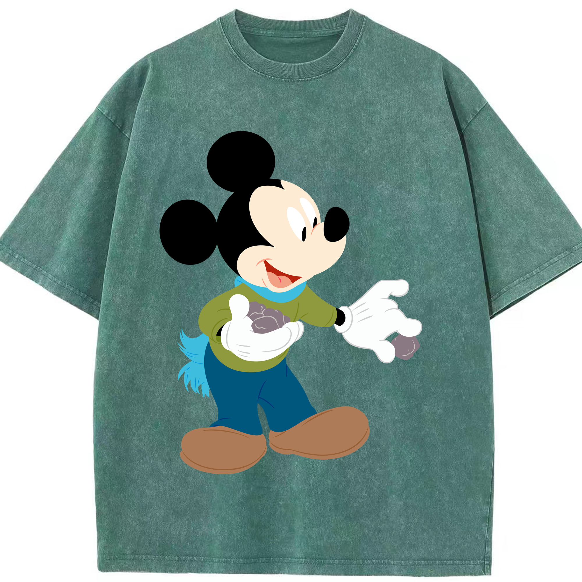 （画像用） ミッキーマウス Mickey Mouse 綿100% ヴィンテージ風 半袖Tシャツ（フロントプリント）